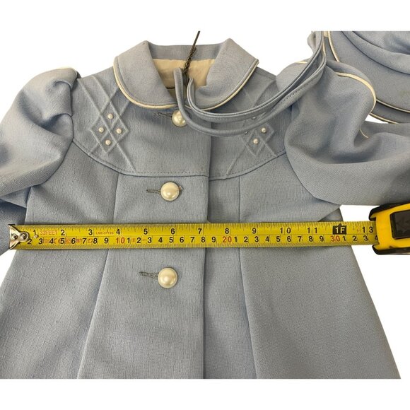 Vintage Cute Togs Girls Dressy Coat Set Size 2 2T Light Blue Matching Hat NWT - Picture 9 of 12